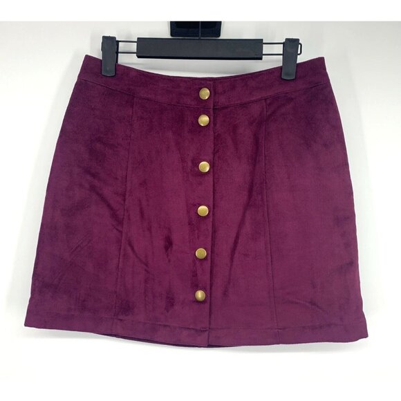 Old Navy Skirt Faux Suede Button Snap A Line Mini - Picture 1 of 7